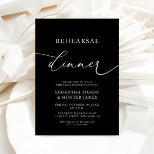 White and Black Wedding Rehearsal Dinner Invitation