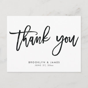White And Black Wedding Thank You Postcards
