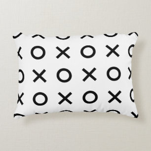 White and Black Xs and Os Decorative Cushion