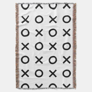 White and Black Xs and Os Throw Blanket