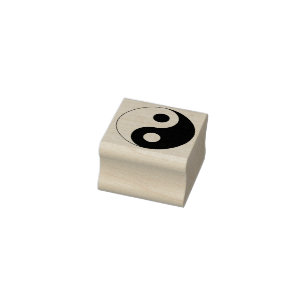 White and Black Yin and Yang Symbol Rubber Stamp