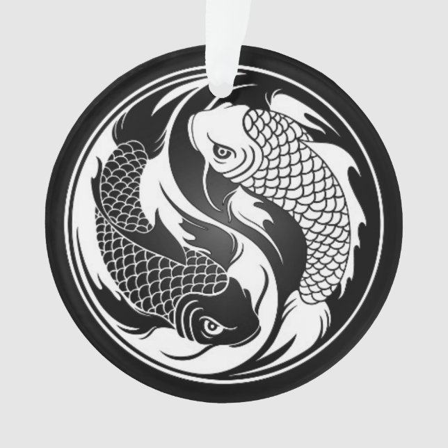 White and Black Yin Yang Koi Fish Ornament (Front)