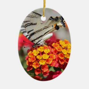 White and Black Zebra Butterfly Ceramic Tree Decoration