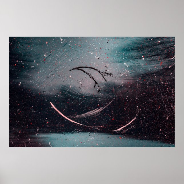 White and blue abstract painting poster (Front)