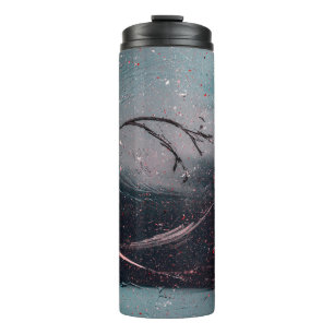 White and blue abstract painting thermal tumbler