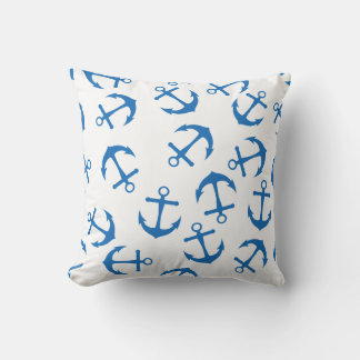 White and Blue Anchor Design Cushion