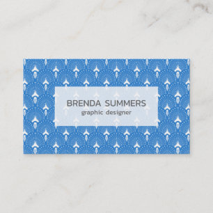 White and blue art-deco pattern business card