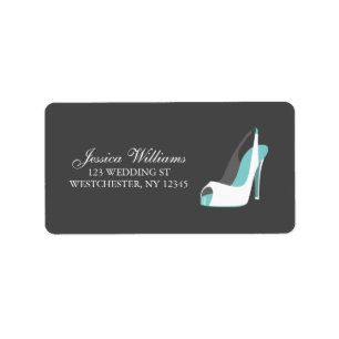 White and Blue Bride Shoes Label
