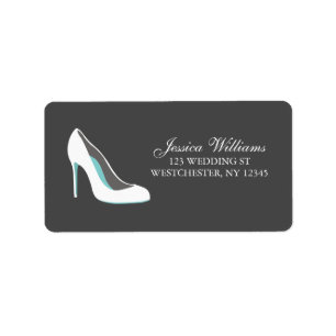White and Blue Bride Shoes Label