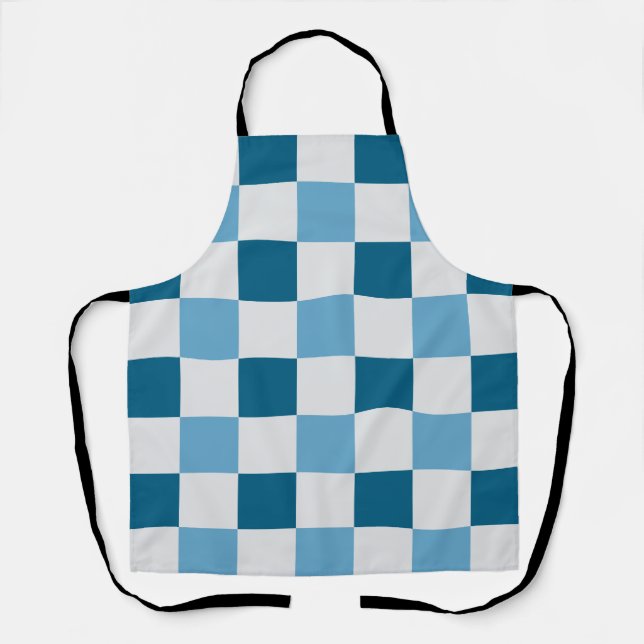White And Blue Chequerboard Pattern  Apron (Front)