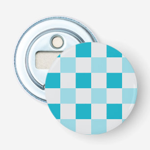 White And Blue Chequerboard Pattern Bottle Opener
