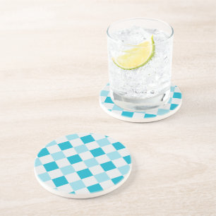 White And Blue Chequerboard Pattern Coaster