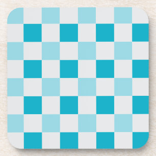 White And Blue Chequerboard Pattern Coaster
