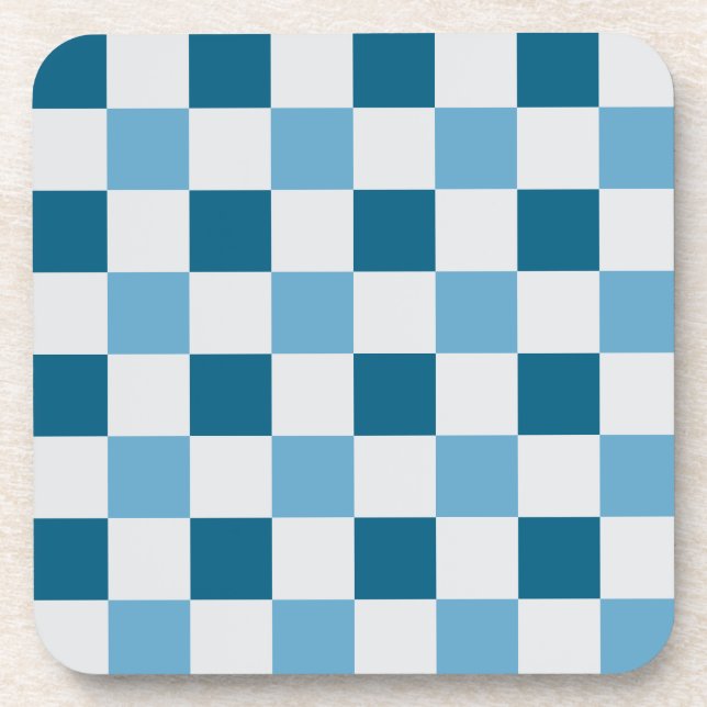 White And Blue Chequerboard Pattern  Coaster (Front)