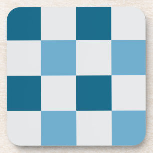 White And Blue Chequerboard Pattern  Coaster