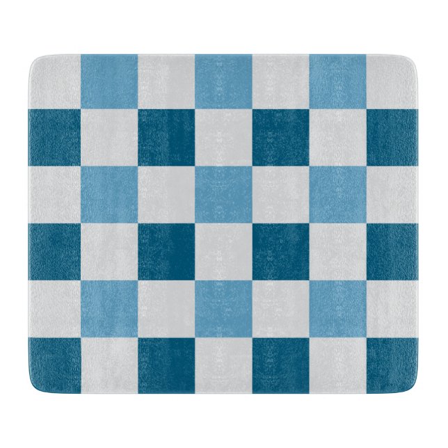White And Blue Chequerboard Pattern  Cutting Board (Front)