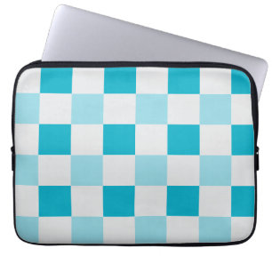White And Blue Chequerboard Pattern  Laptop Sleeve
