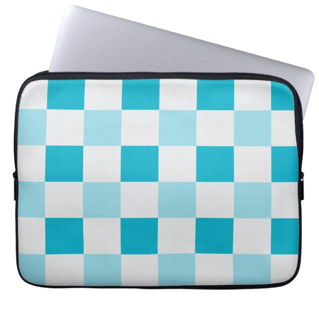 White And Blue Chequerboard Pattern  Laptop Sleeve (Front)