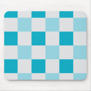 White And Blue Chequerboard Pattern  Mouse Pad