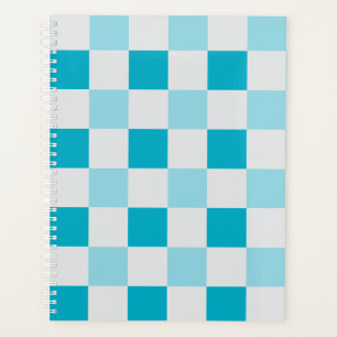 White And Blue Chequerboard Pattern  Planner