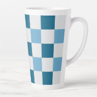 White And Blue Chequerboard Pattern Square Sticke
