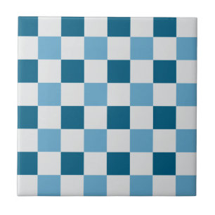 White And Blue Chequerboard Pattern  Tile