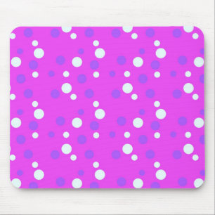 white and blue dots, pink mouse pad