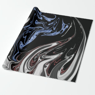 White And Blue Flames Abstract Art   Best fine art Wrapping Paper