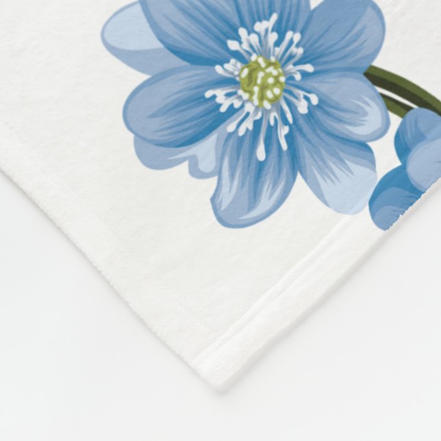 White and Blue Floral Fleece Blanket (Corner)