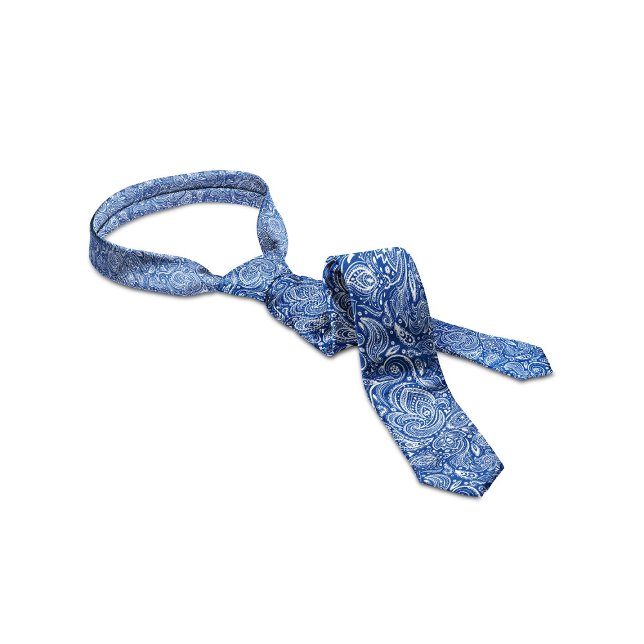 White And Blue Floral Paisley Pattern Neck Tie (Creator Uploaded)