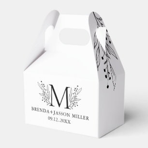 White and Blue-Grey Elegant monogram newlywed  Favour Box