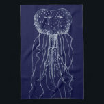 White and Blue Jellyfish Tea Towel<br><div class="desc">This image of this unique translucent jellyfish is perfect for your nautical collection. Although jellyfish can give off some hurtful stings,  you'll be safe from this one! It's a great modern piece of art that will look great on any Zazzle products.</div>