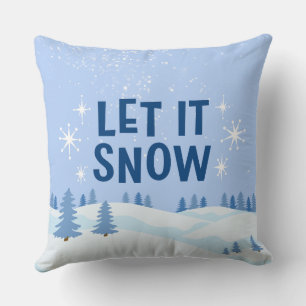 White and Blue Let it Snow Cushion