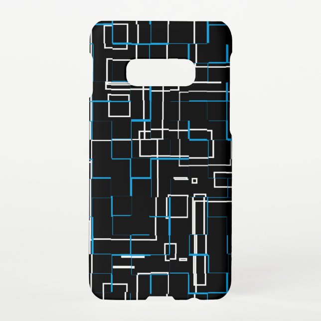 White and Blue Lined Pattern over Black Samsung Galaxy Case (Back)