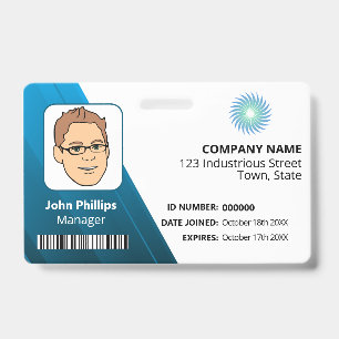 White And Blue Manager ID Logo Badge