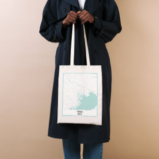 White and Blue Minimalist Tokyo City Map Tote Bag