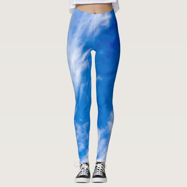 White And Blue Mist Leggings (Front)