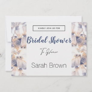 WHITE AND BLUE PATELE FLOWER ELEGANT BRIDAL SHOWER INVITATION