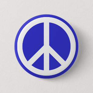 White and Blue Peace Symbol 6 Cm Round Badge