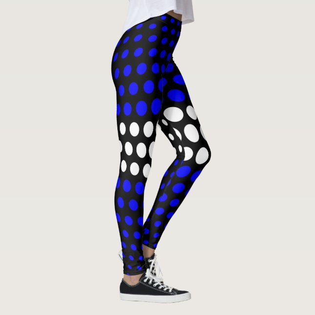 White and Blue Polka Dot Pattern Leggings (Right)