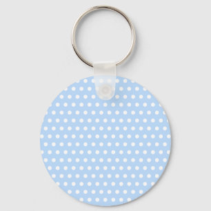 White and Blue Polka Dot Pattern. Spotty. Key Ring