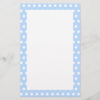 White and Blue Polka Dot Pattern. Spotty. Stationery