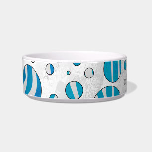 White and Blue Polka Dot Zebra Bowl