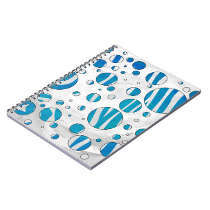 White and Blue Polka Dot Zebra Notebook
