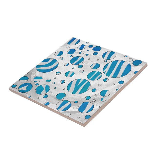 White and Blue Polka Dot Zebra Tile (Side)
