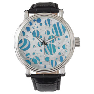 White and Blue Polka Dot Zebra Watch