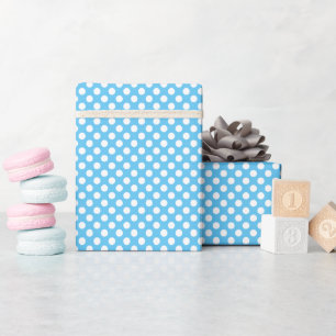White and Blue Polka Dots Wrapping Paper