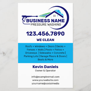 White and Blue Pressure Washing Services Flyer