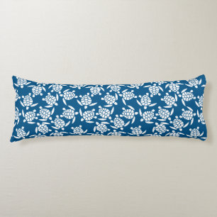 White And Blue Repeat Motif Sea Turtle Pattern Body Cushion