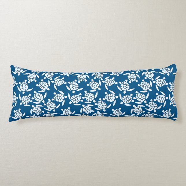 White And Blue Repeat Motif | Sea Turtle Pattern Body Cushion (Front)